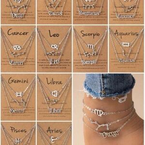 Sterling Silver and Gold Zodiac Layered Anklet - Multiple Signs